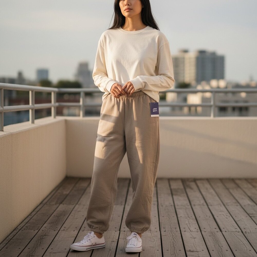 JoyLab Womens Mid-Rise Jogger Pants With Pockets Beige Color Size XS - Picture 1 of 13